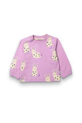 Toptan Kız Bebek Tavşanlı Sweatshirt 6-18M Tuffy 1099-0417 Açık Lila