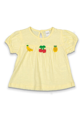 Toptan Kız Bebek Tişört 6-18M Tuffy 1099-1916 Açık Sarı