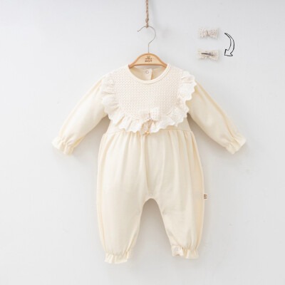 Toptan Kız Bebek Tulum 3-9M Minizeyn 2014-3006 Krem