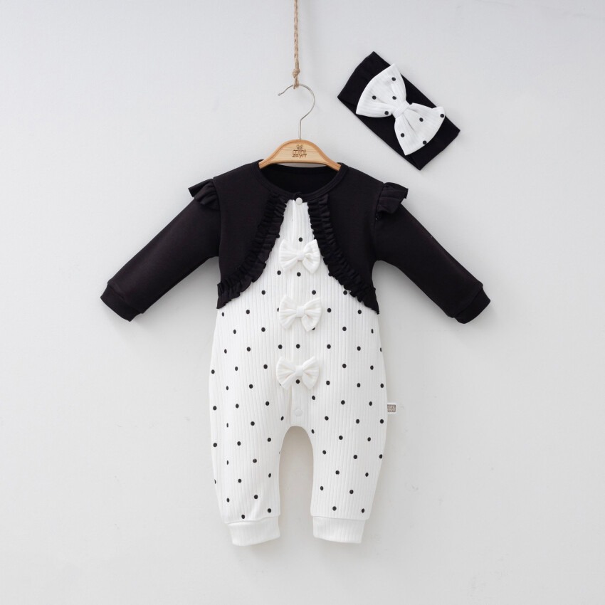 Toptan Kız Bebek Tulum ve Bandana Takım 3-9M Minizeyn 2014-3005 - 1