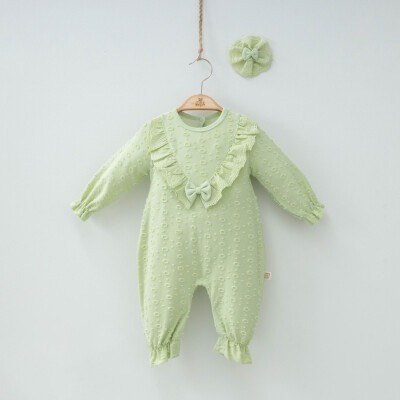 Toptan Kız Bebek Tulum ve Toka 3-9M Minizeyn 2014-3007 Mint yeşili