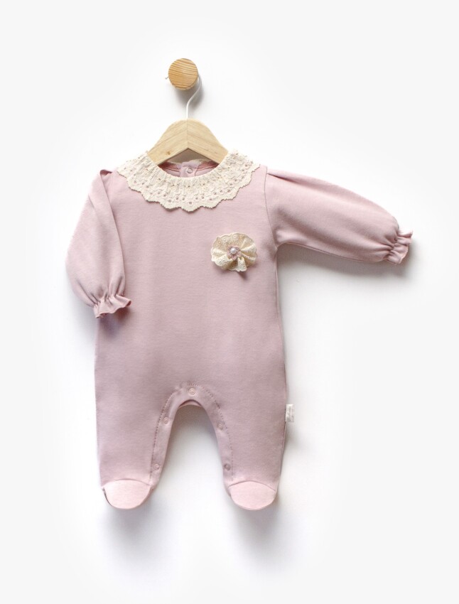 Toptan Kız Bebek Yaka Detaylı Tulum 0-6M Bebbemini 2065-BM-2337 - 2