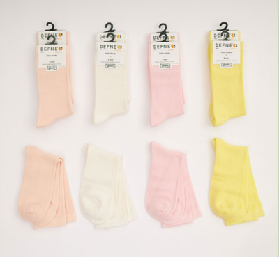 Toptan Kız Çocuk 12 Çift Bambu Soket Çorap Defne 1064-DFN1Ç-K013-23(11-12) - 1