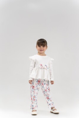 Toptan Kız Çocuk 2'li Bluz ve Çiçek Desenli Pantolonlu Takım 1-3Y Eray Kids 1044-13253 - Eray Kids