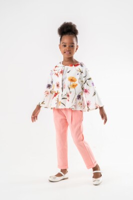 Toptan Kız Çocuk 2'li Bluz ve Pantolon 3-7Y Moda Mira 1080-7102 - 1