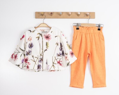 Toptan Kız Çocuk 2'li Bluz ve Pantolon 3-7Y Moda Mira 1080-7102 - 2