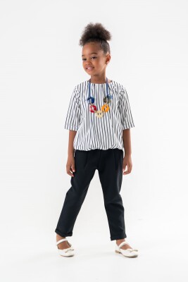 Toptan Kız Çocuk 2'li Bluz ve Pantolon Takım 2-6Y Moda Mira 1080-7032 - 2