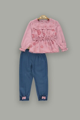 Toptan Kız Çocuk 2'li Bluz ve Pantolon Takımı 2-5Y Kumru Bebe 1075-3834 - 1
