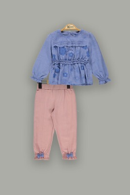 Toptan Kız Çocuk 2'li Bluz ve Pantolon Takımı 2-5Y Kumru Bebe 1075-3834 - Kumru Bebe (1)
