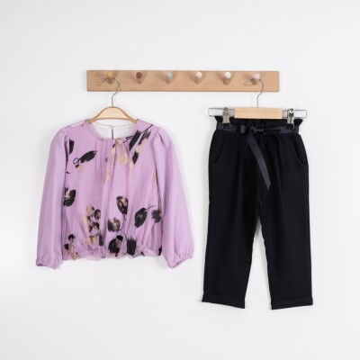 Toptan Kız Çocuk 2'li Bluz ve Pantolon Takımı 2-6Y Moda Mira 1080-7027 - 2