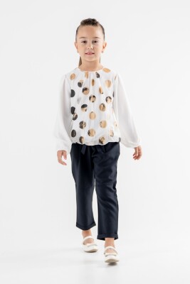 Toptan Kız Çocuk 2'li Bluz ve Pantolon Takımı 2-6Y Moda Mira 1080-7027 - 5