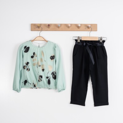 Toptan Kız Çocuk 2'li Bluz ve Pantolon Takımı 2-6Y Moda Mira 1080-7027 - Moda Mira