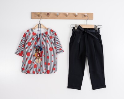 Toptan Kız Çocuk 2'li Bluz ve Pantolon Takımı 2-6Y Moda Mira 1080-7035 - 5