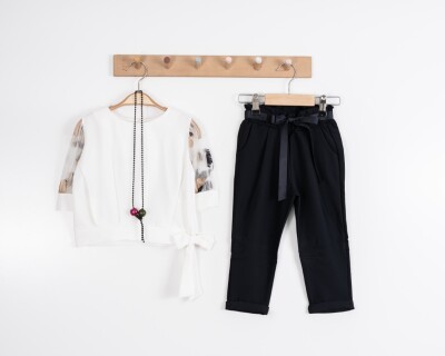Toptan Kız Çocuk 2'li Bluz ve Pantolon Takımı 3-7Y Moda Mira 1080-7021 - 7