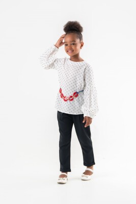 Toptan Kız Çocuk 2'li Bluz ve Pantolon Takımı 3-7Y Moda Mira 1080-7025 - 2