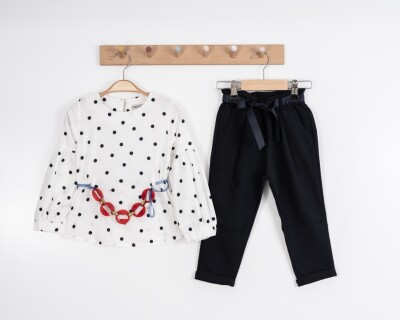 Toptan Kız Çocuk 2'li Bluz ve Pantolon Takımı 3-7Y Moda Mira 1080-7025 - 5