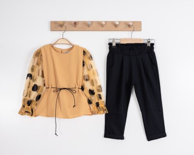 Toptan Kız Çocuk 2'li Bluz ve Pantolon Takımı 3-7Y Moda Mira 1080-7030 - 2