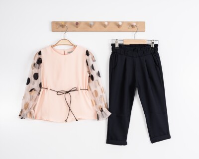 Toptan Kız Çocuk 2'li Bluz ve Pantolon Takımı 3-7Y Moda Mira 1080-7030 - 9