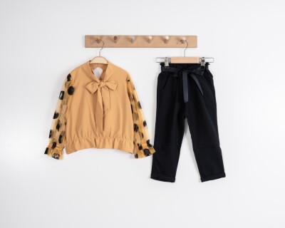 Toptan Kız Çocuk 2'li Bluz ve Pantolon Takımı 3-7Y Moda Mira 1080-7033 - 1