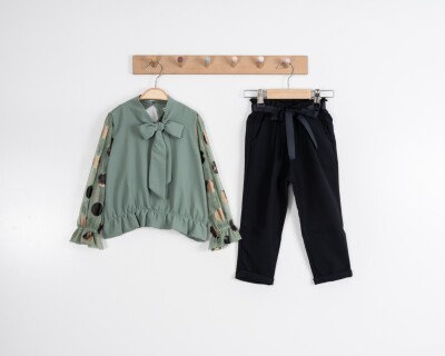 Toptan Kız Çocuk 2'li Bluz ve Pantolon Takımı 3-7Y Moda Mira 1080-7033 - 2