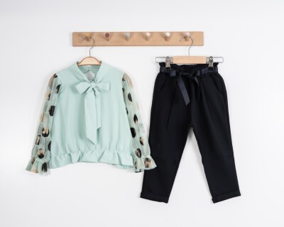 Toptan Kız Çocuk 2'li Bluz ve Pantolon Takımı 3-7Y Moda Mira 1080-7033 - 7