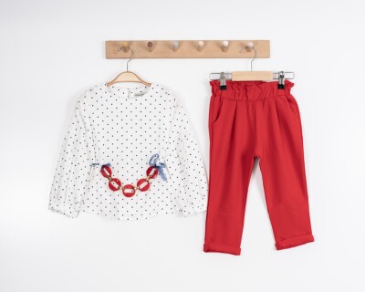 Toptan Kız Çocuk 2'li Bluz ve Pantolon Takımı 8-12Y Moda Mira 1080-7026 - Moda Mira