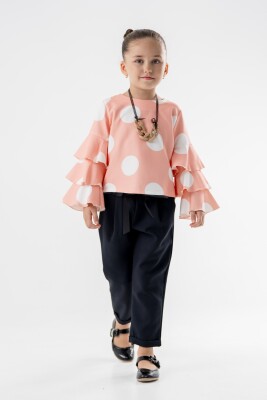 Toptan Kız Çocuk 2'li Bluz ve Pantolon Takımı 8-12Y Moda Mira 1080-7131 - 2