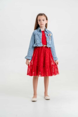 Toptan Kız Çocuk 2'li Ceket ve Elbise Takımı 5-8Y Eray Kids 1044-13240 - 2