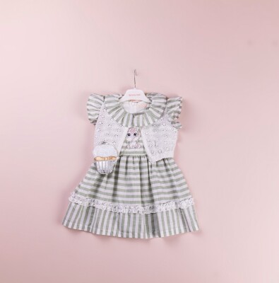 Toptan Kız Çocuk 2'li Elbise ve Bolero Takım 1-4Y BabyRose 1002-4105 Yeşil