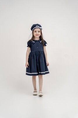 Toptan Kız Çocuk 2'li Elbise ve Şapka Takım 2-5Y Eray Kids 1044-13272 Lacivert