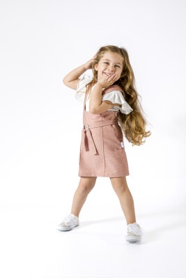 Toptan Kız Çocuk 2'li Elbise ve Tişört Takım 2-8Y Wogi 1030-WG-2505 - 1