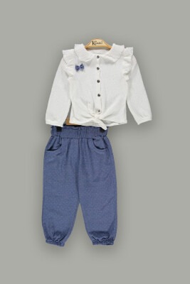 Toptan Kız Çocuk 2'li Fırfırlı Gömlek ve Pantolon Takım 2-5Y Kumru Bebe 1075-3831 - Kumru Bebe