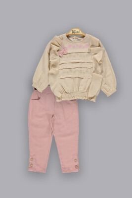 Toptan Kız Çocuk 2'li Gömlek ve Pantolon Takım 2-5Y Kumru Bebe 1075-3812 - Kumru Bebe