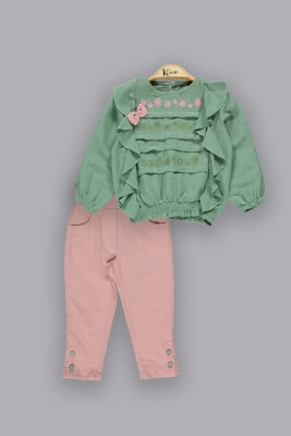 Toptan Kız Çocuk 2'li Gömlek ve Pantolon Takım 2-5Y Kumru Bebe 1075-3812 - Kumru Bebe (1)