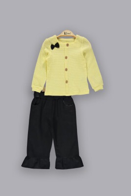 Toptan Kız Çocuk 2'li Gömlek ve Pantolon Takım 2-5Y Kumru Bebe 1075-3817 Sarı