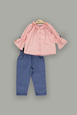 Toptan Kız Çocuk 2'li Gömlek ve Pantolon Takım 2-5Y Kumru Bebe 1075-3852 - Kumru Bebe (1)