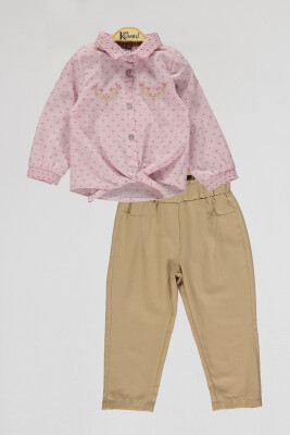 Toptan Kız Çocuk 2'li Gömlek ve Pantolon Takım 2-5Y Kumru Bebe 1075-4097 - 4