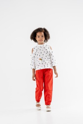 Toptan Kız Çocuk 2'li Gömlek ve Pantolon Takım 2-6Y Moda Mira 1080-6080 - 1