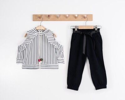 Toptan Kız Çocuk 2'li Gömlek ve Pantolon Takım 2-6Y Moda Mira 1080-6080 - 4