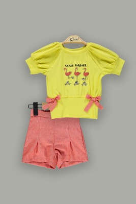 Toptan Kız Çocuk 2'li Kız Çocuk T-shirt ve Şort Takım 2-5Y Kumru Bebe 1075-3941 - 1