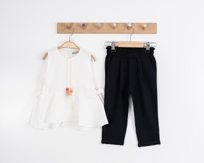 Toptan Kız Çocuk 2'li Kolsuz Bluz ve Pantolon Takım 2-6Y Moda Mira 1080-6091 - 2