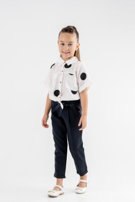 Toptan Kız Çocuk 2'li Puanlı Gömlek ve Pantolon Takım 8-12Y Moda Mira 1080-7081 - Moda Mira