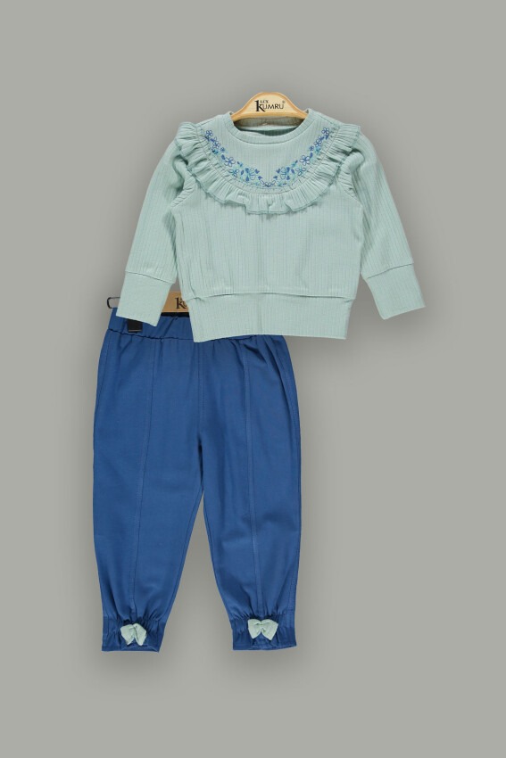 Toptan Kız Çocuk 2'li Sweat ve Pantolon Takım 2-5Y Kumru Bebe 1075-3876 - 1