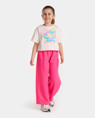 Toptan Kız Çocuk 2'li Tişört ve Pantolon Takımı 9-12Y Miniloox 1054-24813 - Miniloox (1)