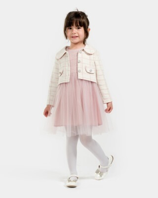 Toptan Kız Çocuk 2'li Tüllü Elbise ve Ceket Takım 1-4Y Bupper Kids 1053-23901 - 2