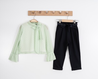 Toptan Kız Çocuk 3'lü Bluz, Tişört ve Pantolon Takımı 3-7Y Moda Mira 1080-7019 - Moda Mira