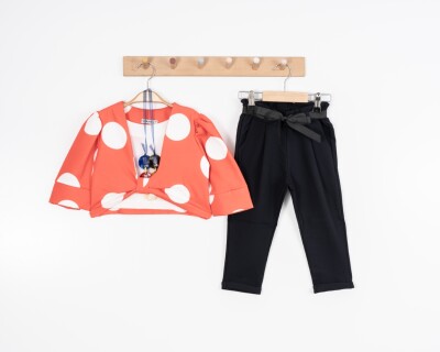 Toptan Kız Çocuk 3'lü Ceket, Bluz ve Pantolon Takımı 3-7Y Moda Mira 1080-7061 - 2
