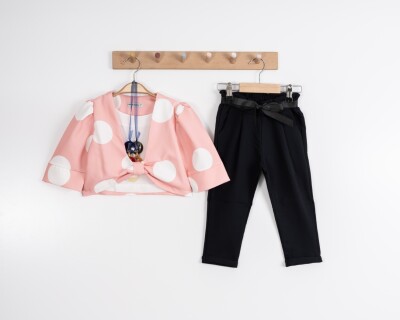 Toptan Kız Çocuk 3'lü Ceket, Bluz ve Pantolon Takımı 3-7Y Moda Mira 1080-7061 - 3