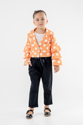 Toptan Kız Çocuk 3'lü Ceket, Bluz ve Pantolon Takımı 3-7Y Moda Mira 1080-7122 - 5