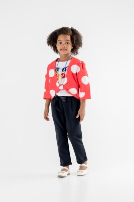Toptan Kız Çocuk 3'lü Ceket, Bluz ve Pantolon Takımı 8-12Y Moda Mira 1080-7062 Fuşya